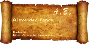 Alexander Bence névjegykártya