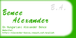 bence alexander business card